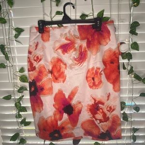 Watercolor Big Poppy Flowers midi skirt-Worthington